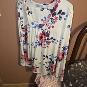 Amanda Paige Floral Women's Pajama Ser in White and Pink Size XL